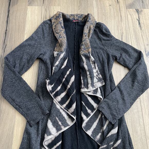 T-Party Long Sleeve Mineral Open Front Duster Cardigan Large Made in USA Terry - Picture 2 of 9